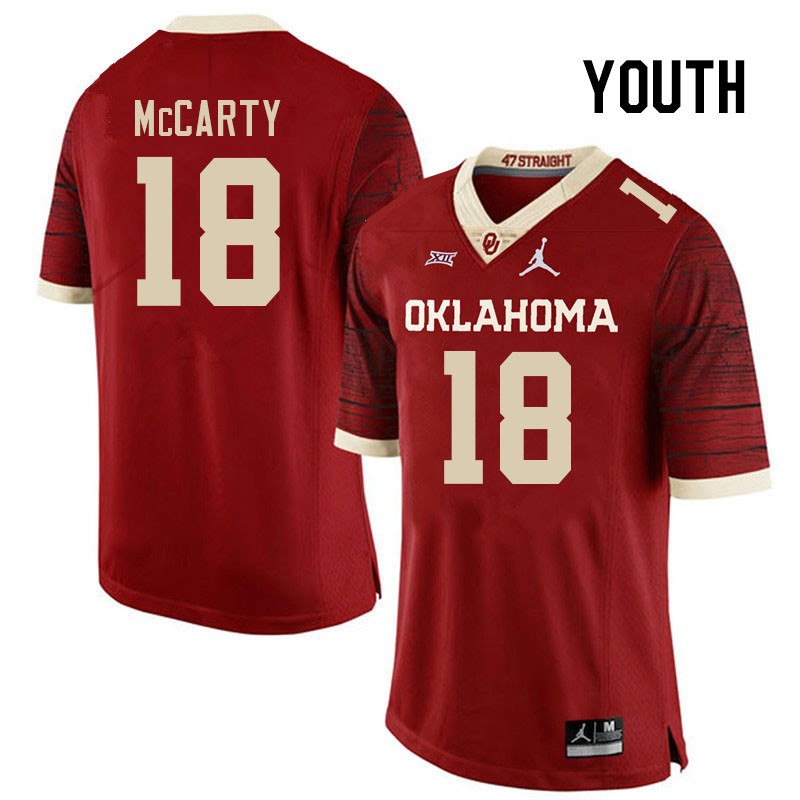 Youth #18 Erik McCarty Oklahoma Sooners College Football Jerseys Stitched-Retro